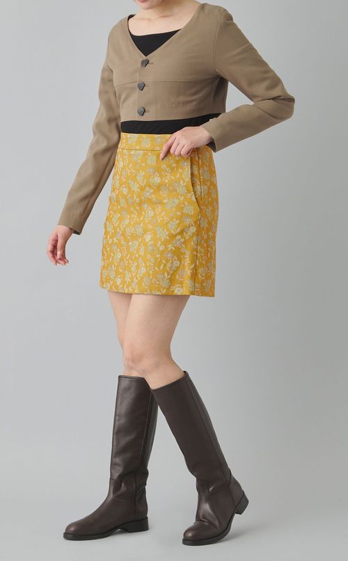 フラワージャガード台形スカート