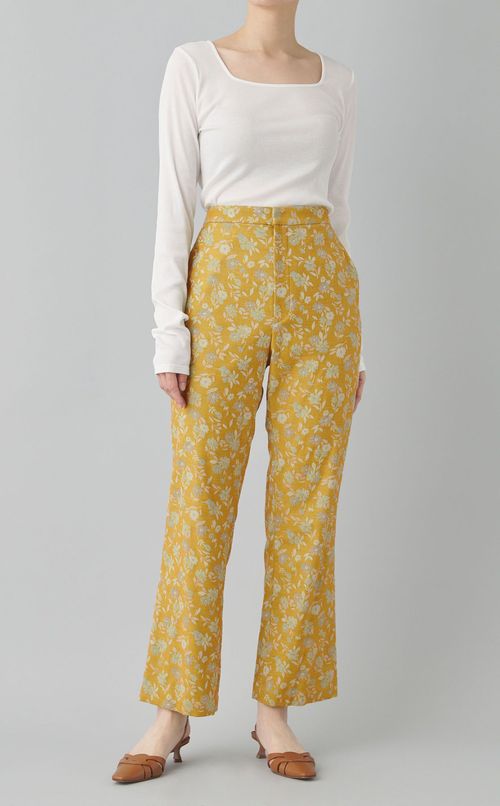 フラワージャガードクロップドパンツ