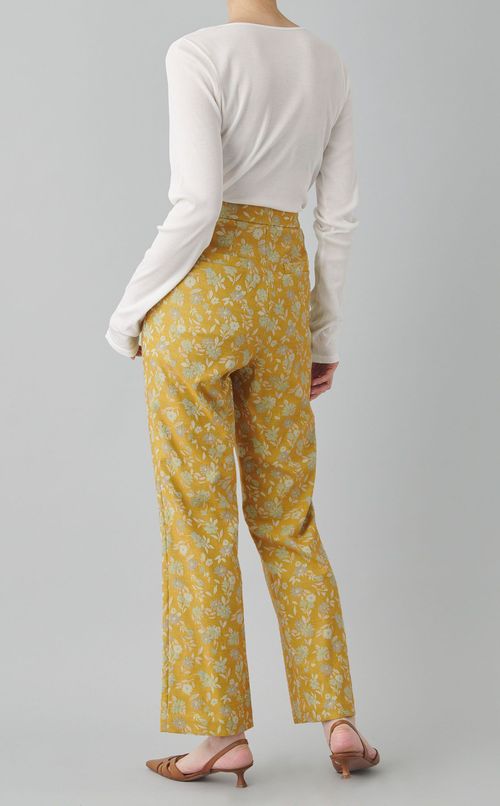 フラワージャガードクロップドパンツ