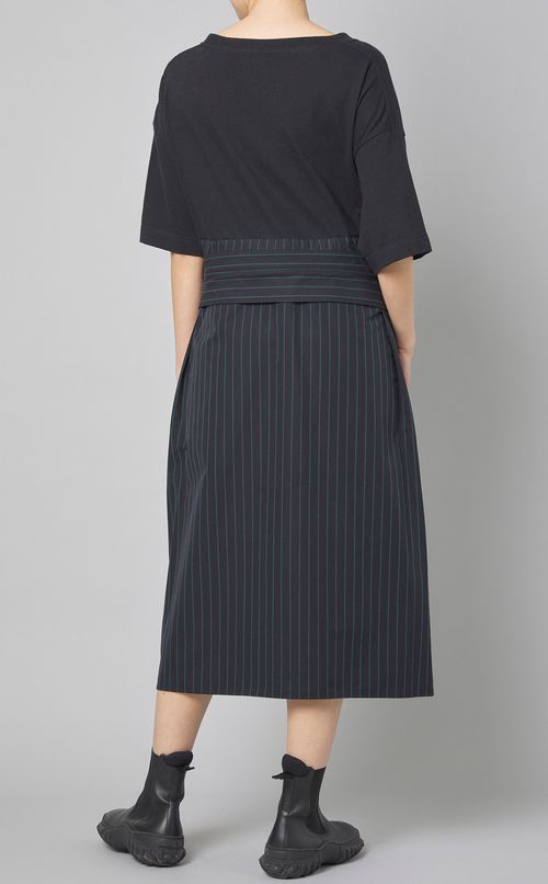 ストライプシャツコンビワンピース