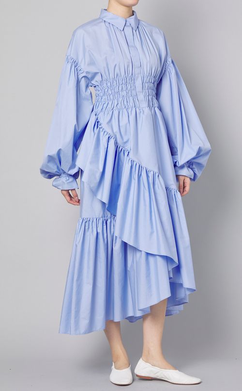 アシンメトリーフリルシャツワンピース