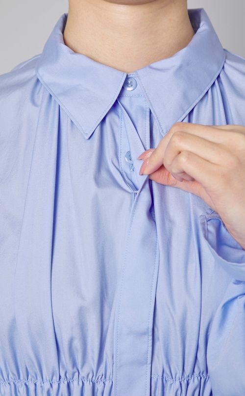 アシンメトリーフリルシャツワンピース