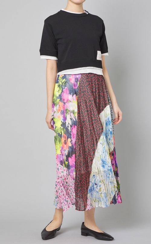 ミックスプリントプリーツスカート