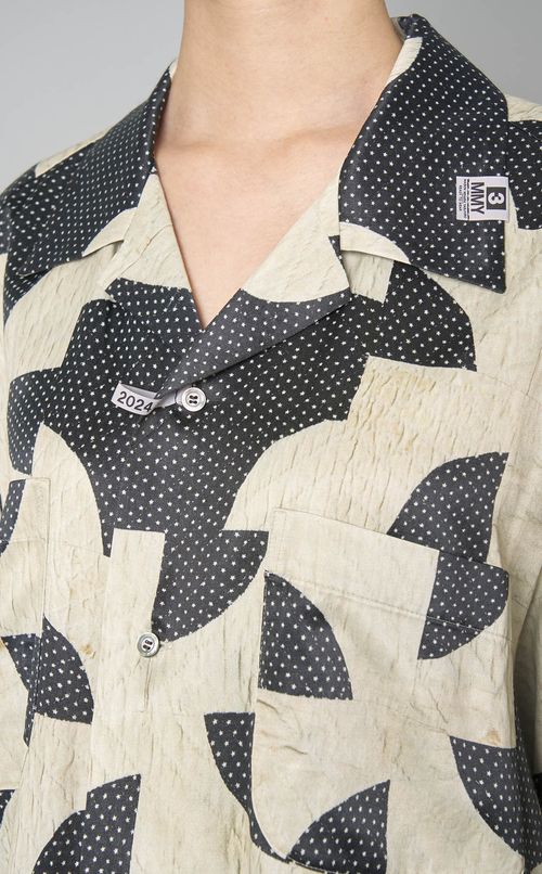 キルトパターンプリントシャツ