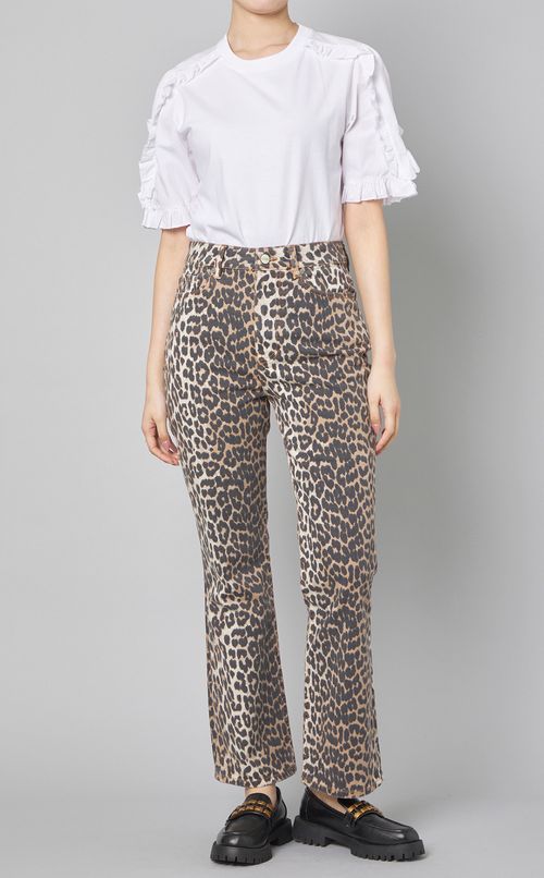 レオパードデニムクロップドパンツ