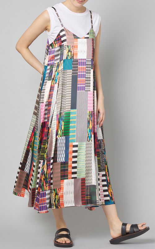 パッチワークプリントキャミワンピース