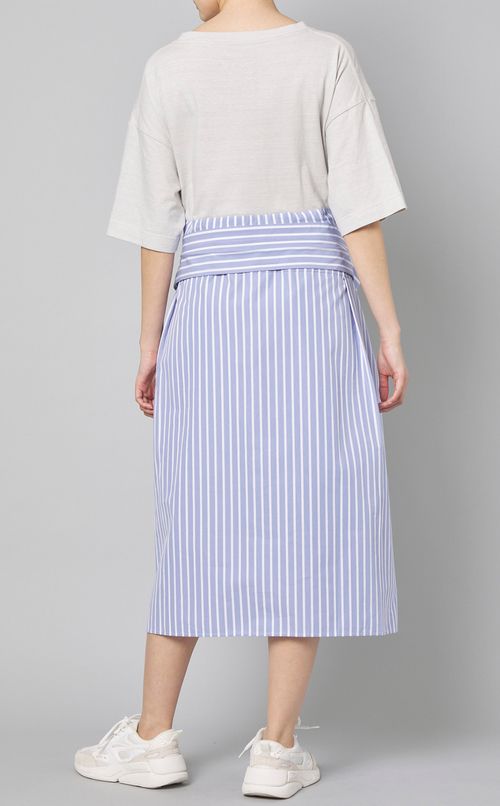 ストライプシャツコンビワンピース