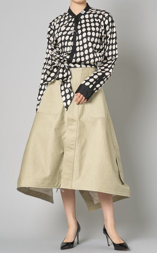 ドットプリントカシュクールブラウス