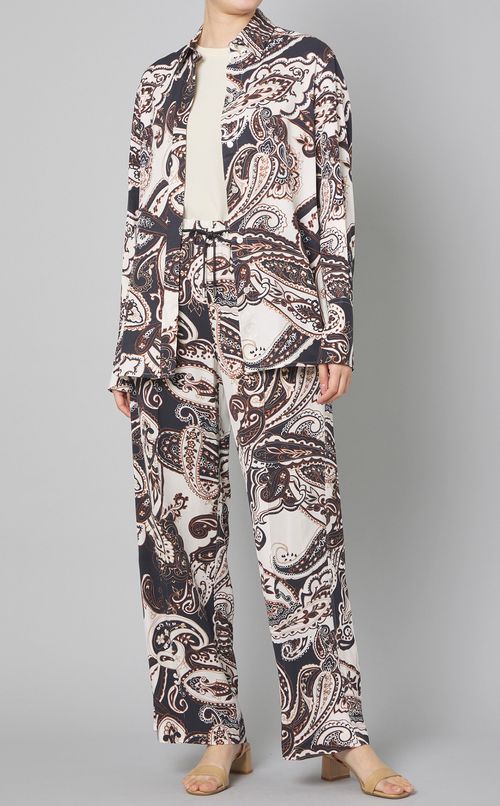 ペイズリープリントロングカフスシャツ