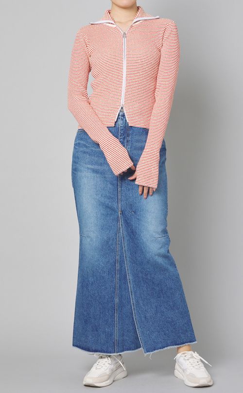 フロントスリットロングデニムスカート