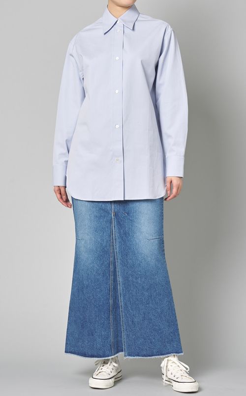 フロントスリットロングデニムスカート