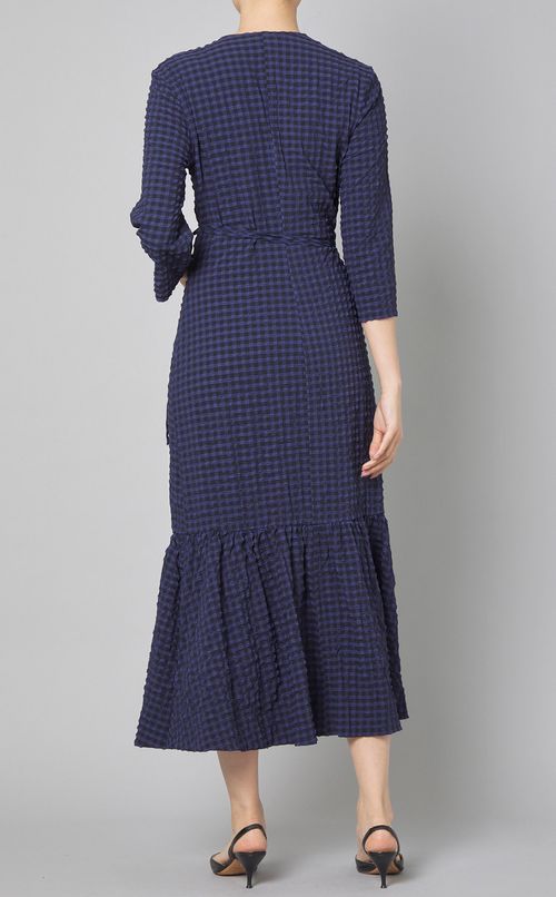 チェックプリントラップワンピース