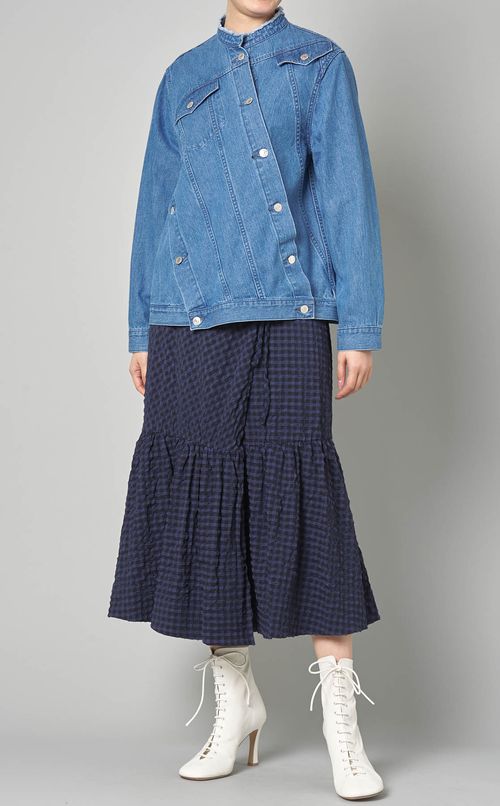 チェックプリントラップワンピース