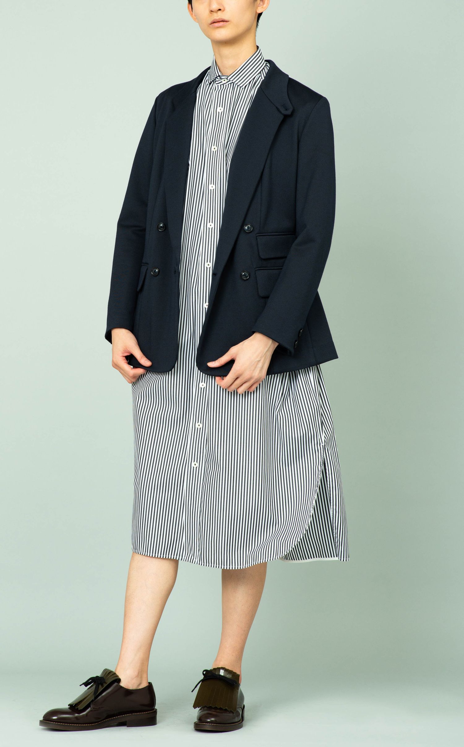 TICCA ストライプ シャツワンピース 美品長袖グレー✖️ホワイト人気型 TICCA - 【美品】 TICCA / ティッカ | ストライプシャツ