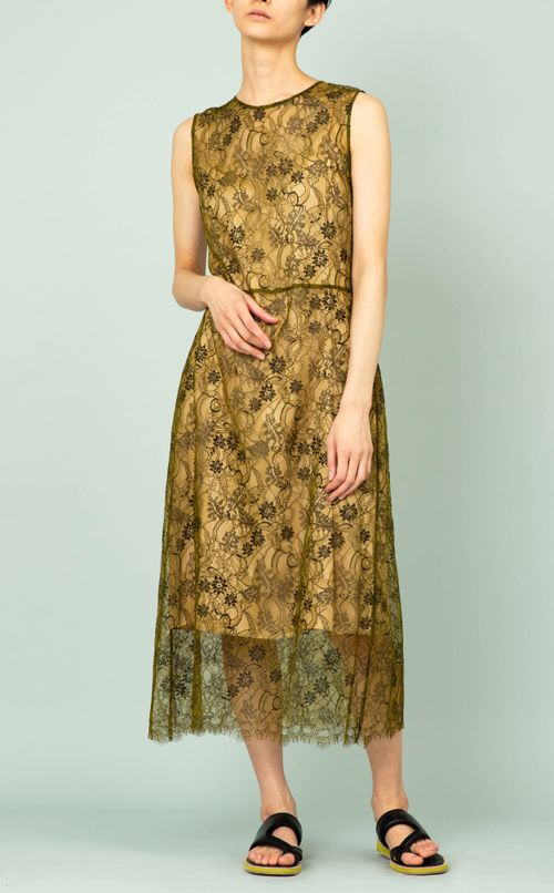 フラワーレースノースリーブワンピース