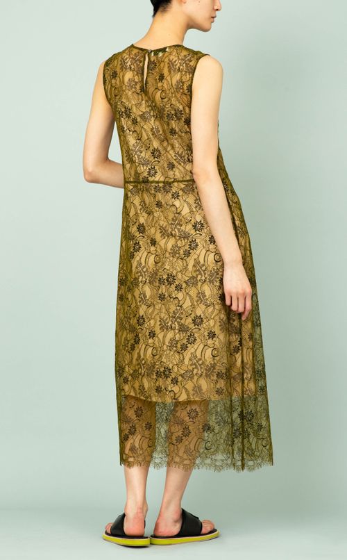 フラワーレースノースリーブワンピース