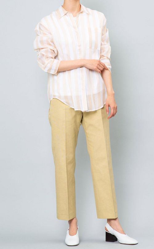 コットンリネンクロップドパンツ