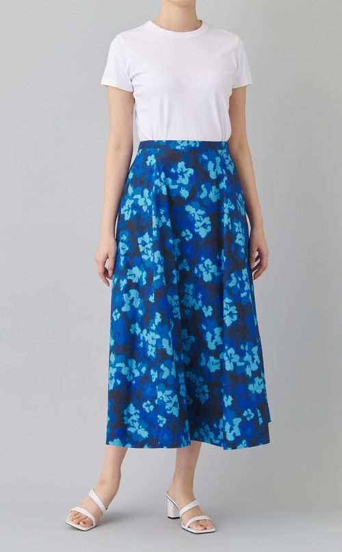 フラワープリントティアードスカー卜