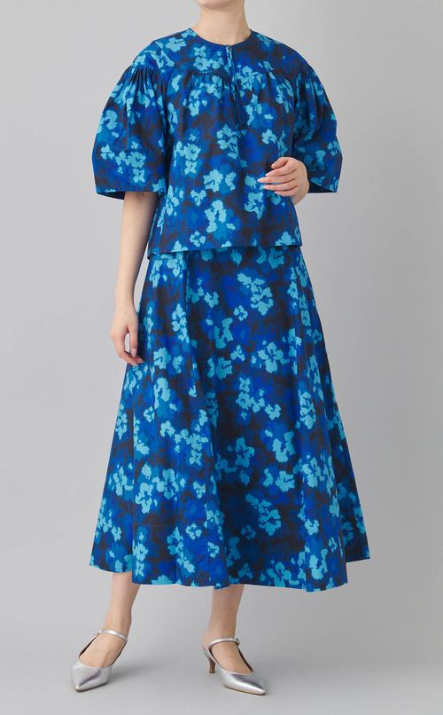 フラワープリントティアードスカー卜