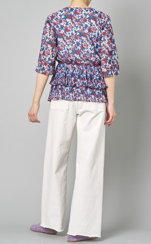 マルチフラワープリントVネックブラウス