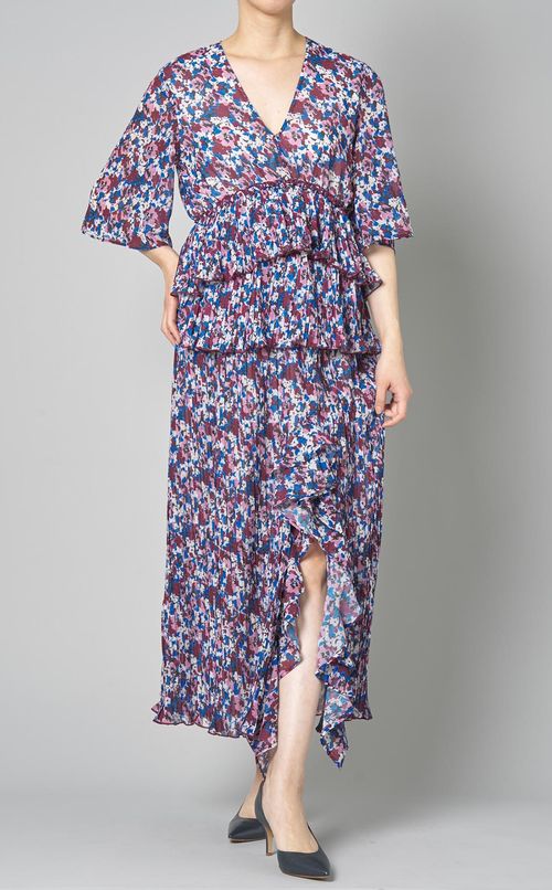 マルチフラワープリントVネックブラウス