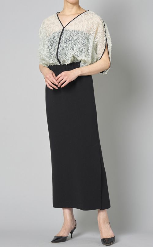 カットジャガード2wayスリーブドレス