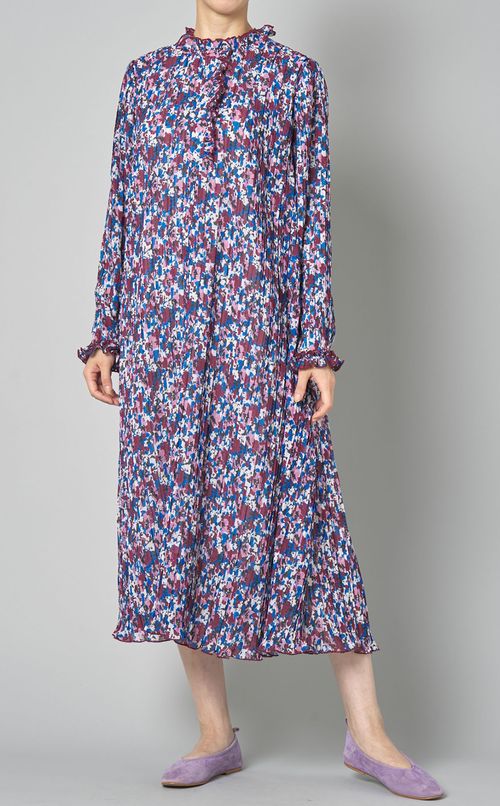マルチフラワープリントプリーツワンピース