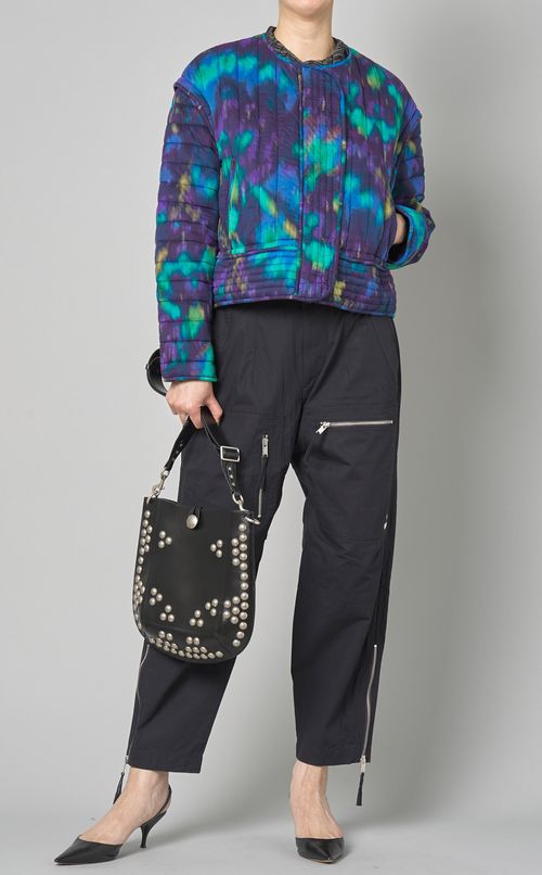 ウォーターカラープリントキルトブルゾン