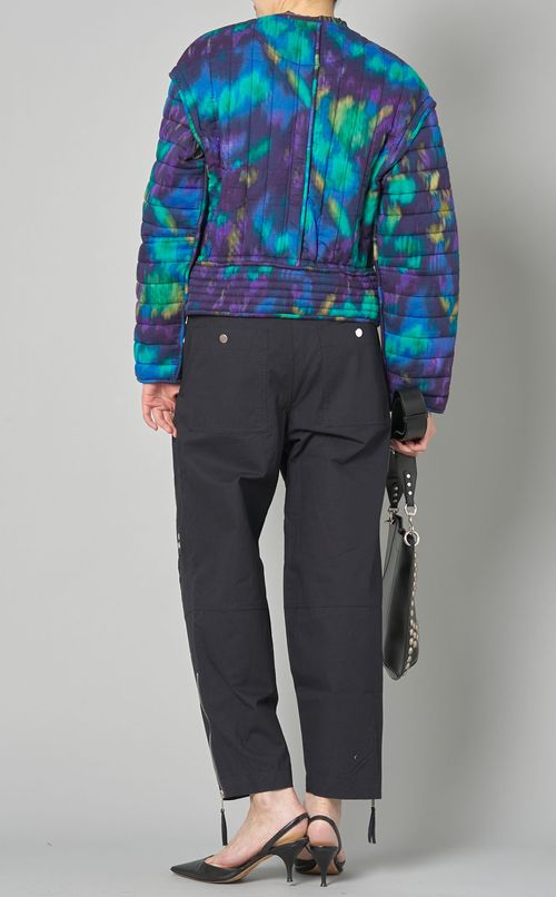 ウォーターカラープリントキルトブルゾン