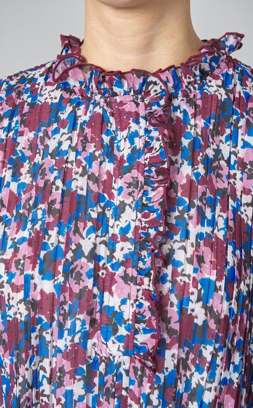 マルチフラワープリントプリーツワンピース