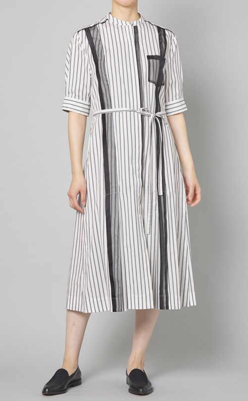 コットンストライプオーガンジーワンピース