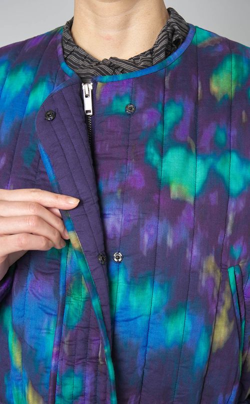 ウォーターカラープリントキルトブルゾン