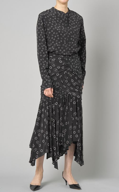 サークルプリントスタンドカラーブラウス