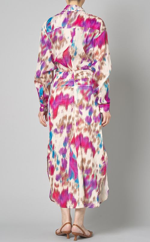 ウォーターカラープリントシャツワンピース