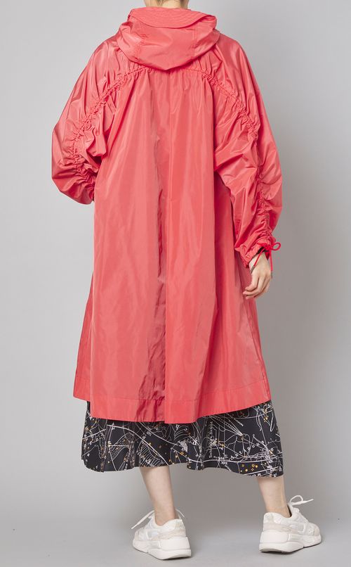 ナイロンタフタギャザフーデッドコート
