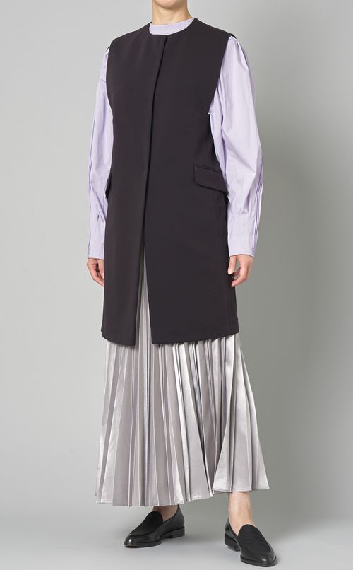 フラップポケットクルーネックジレ