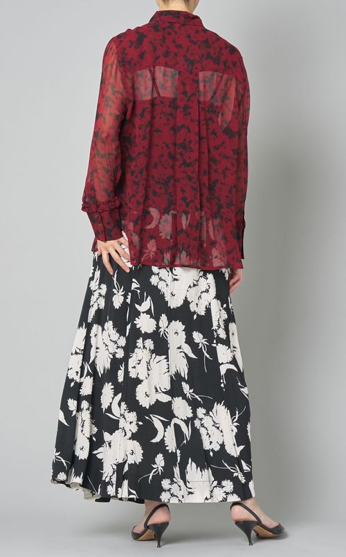 フラワープリントラッフルブラウス