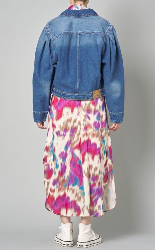 ライトデニムギャザースリーブブルゾン