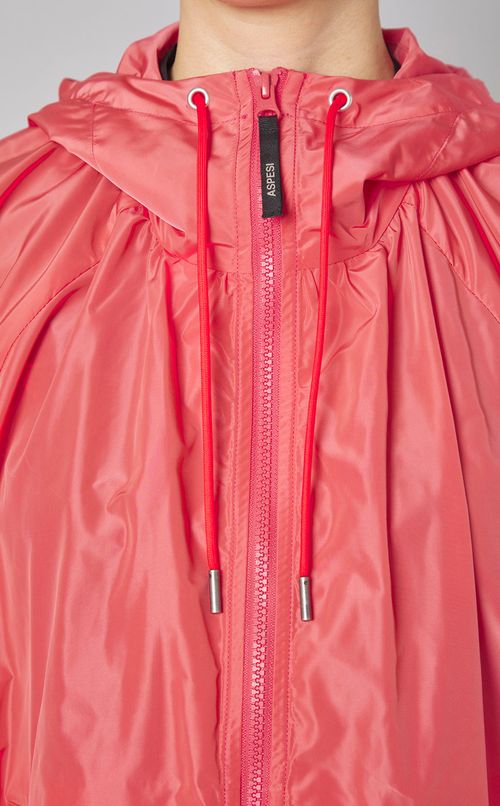 ナイロンタフタギャザフーデッドコート