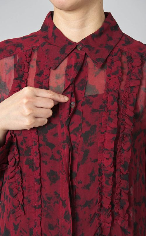 フラワープリントラッフルブラウス