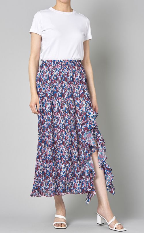 マルチフラワープリントミディスカート