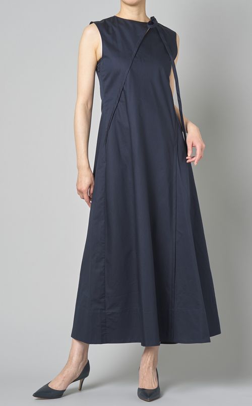 コットンノースリーブロングワンピース