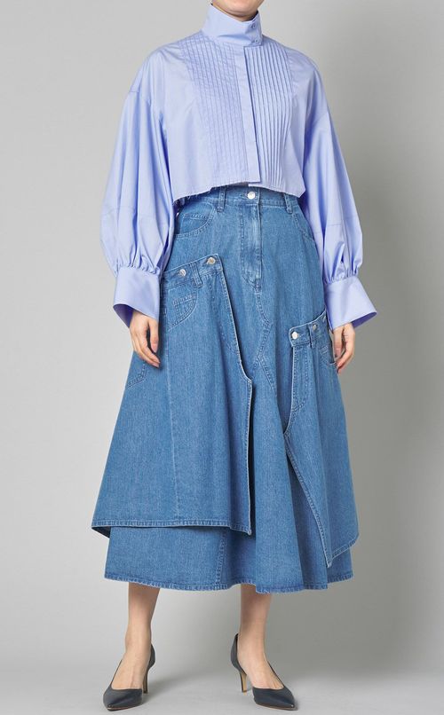 クロップドボウタイドレスシャツ