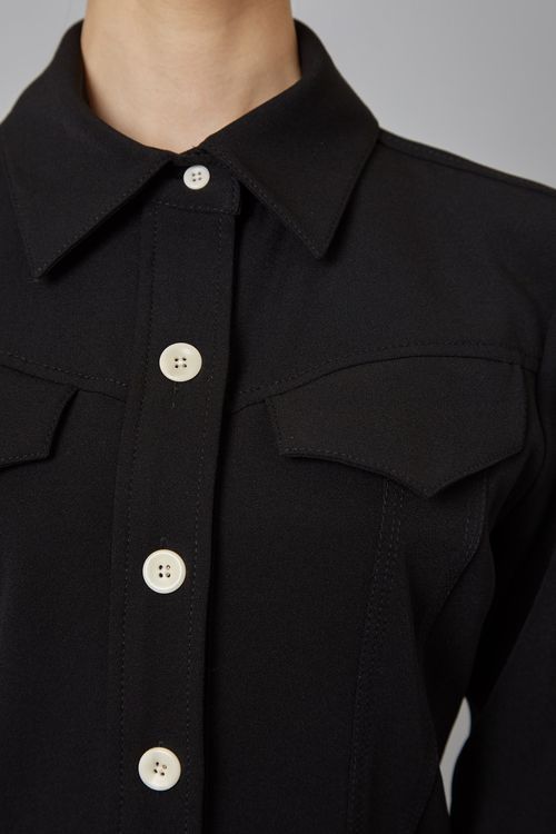 コントラストステッチジョーゼットシャツ