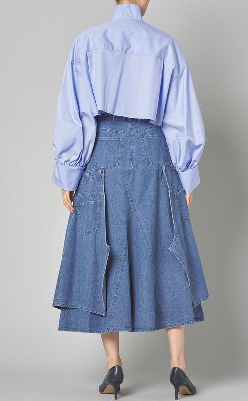 ウォッシュドデニムレイヤードスカート