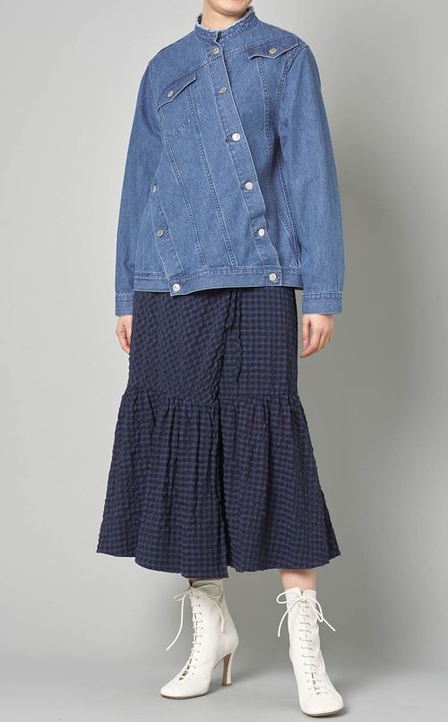 ウォッシュドデニムスラッシュブルゾン