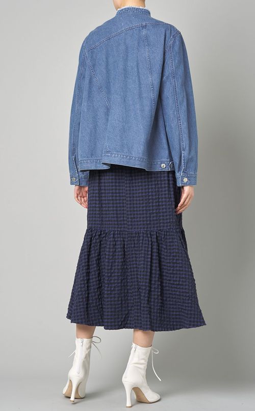 ウォッシュドデニムスラッシュブルゾン