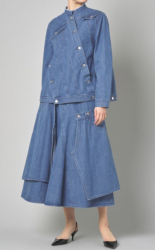 ウォッシュドデニムスラッシュブルゾン