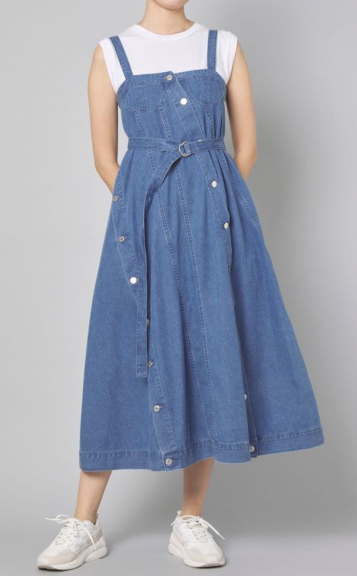 ウォッシュドデニムスラッシュワンピース