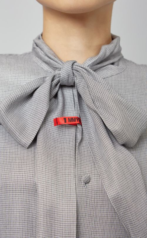 レイヤードデザインボウタイロングシャツ